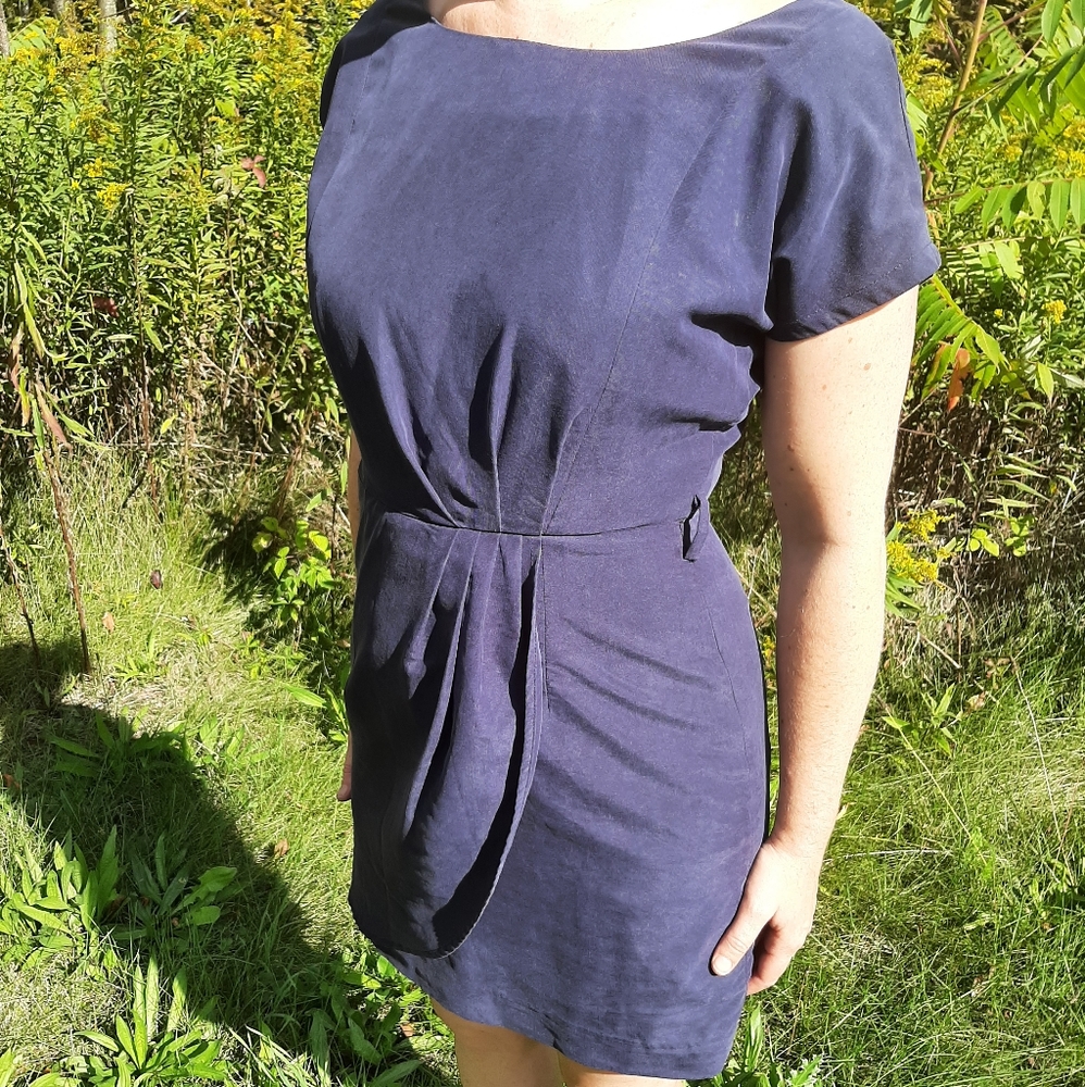 Wrap-style purple dress